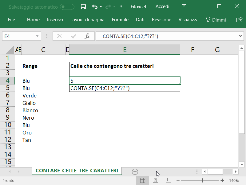 Microsoft Excel Celle Contengono Tre Caratteri