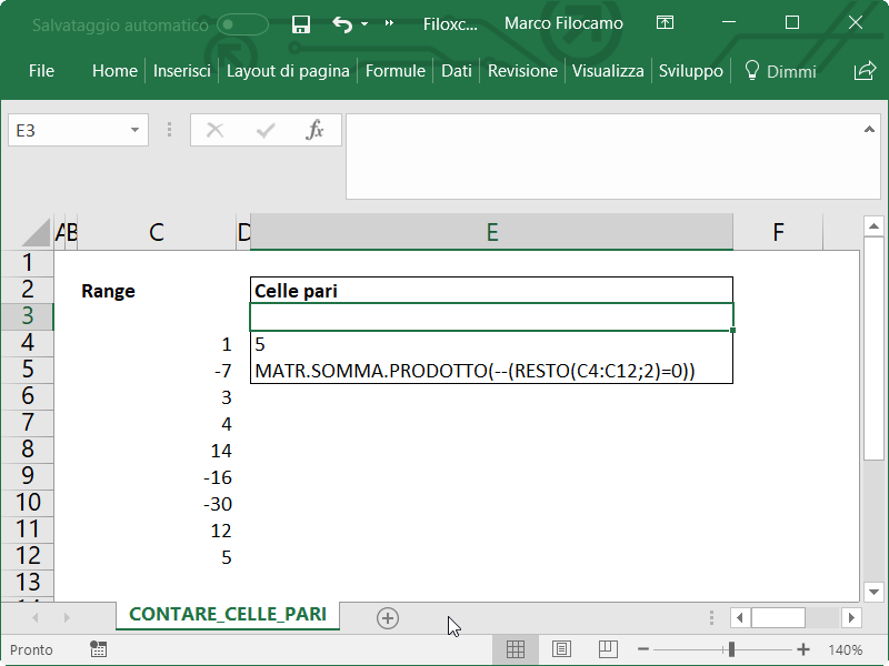 Microsoft Excel Contare Celle Pari