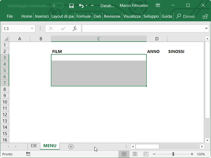 Microsoft Excel Menu Tendina Selezione 1