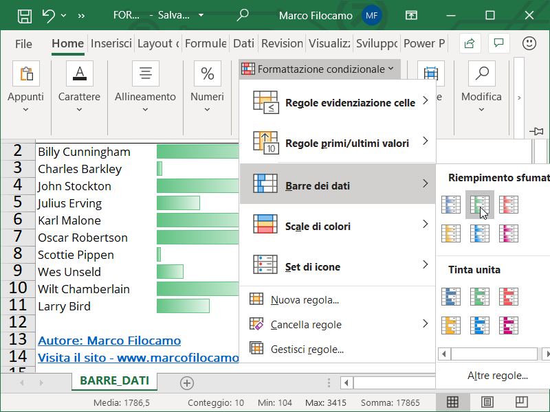 Formattazione Condizionale Excel Barre Dati Inizio