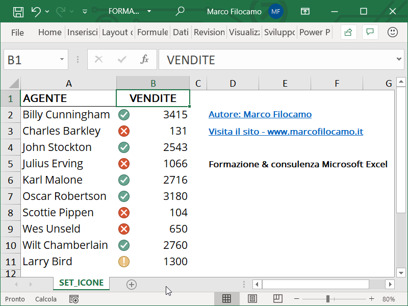 Formattazione Condizionale Excel Set Icone Finale