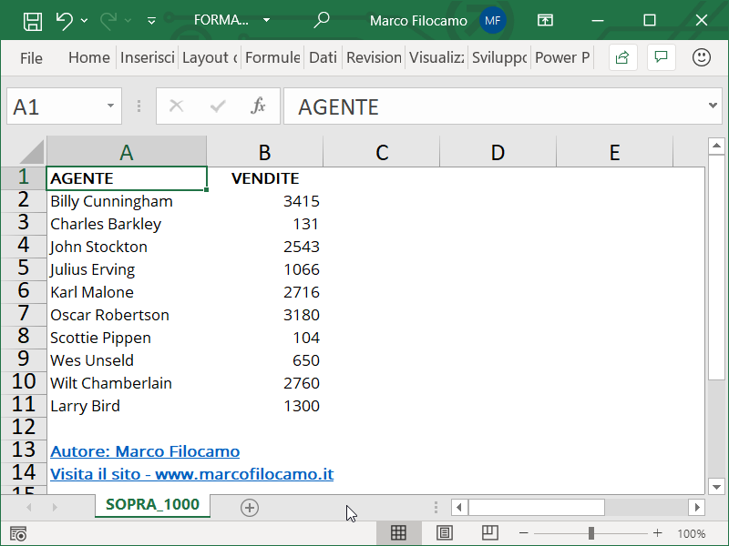 Formattazione Condizionale Excel Superiori 1000 Inizio