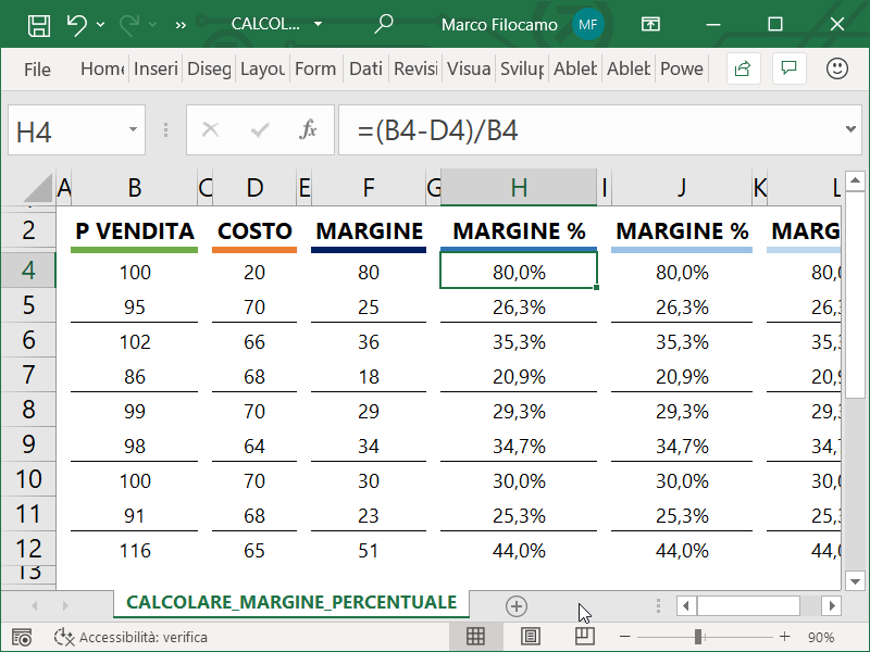 Microsoft_Excel_Calcolare_Margine_Percentuale