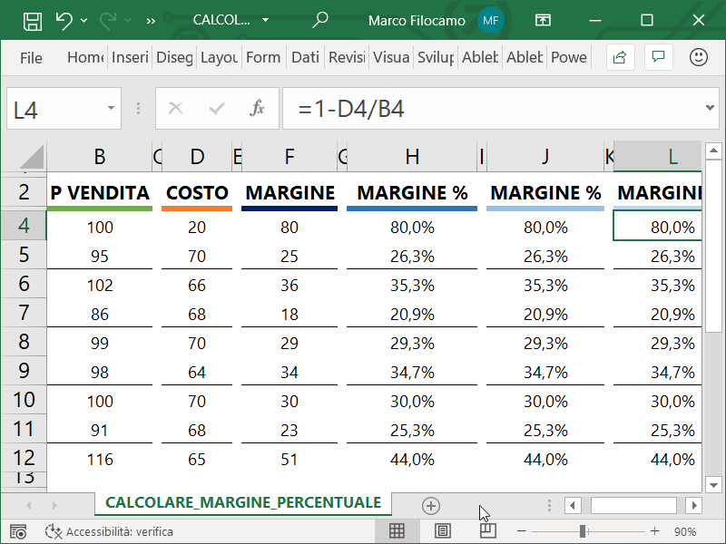 Microsoft_Excel_Calcolare_Margine_Percentuale_Con_Margine