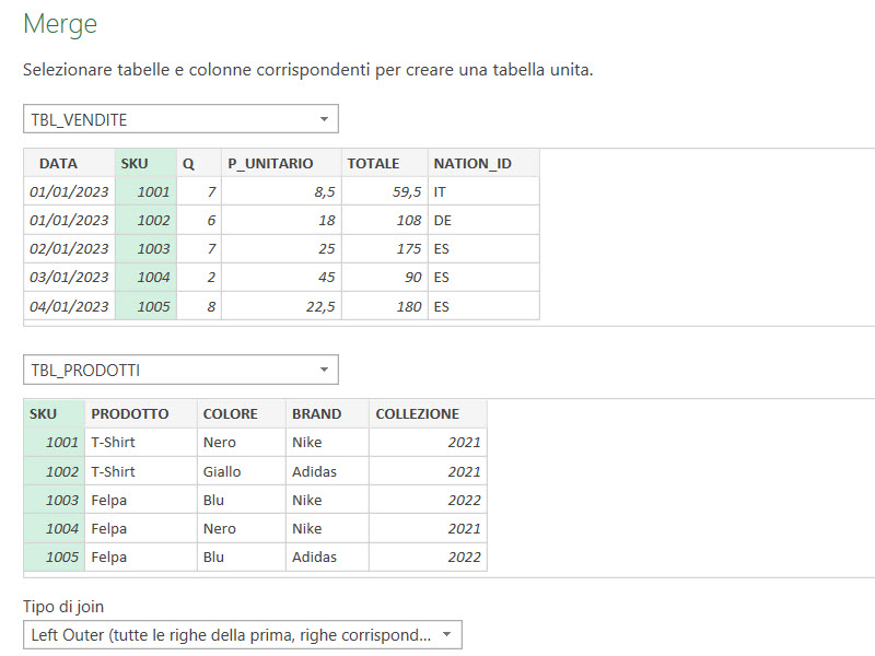 COME_COLLEGARE_TABELLE_EXCEL_MERGE_QUERY_SELEZIONA_CHIAVE