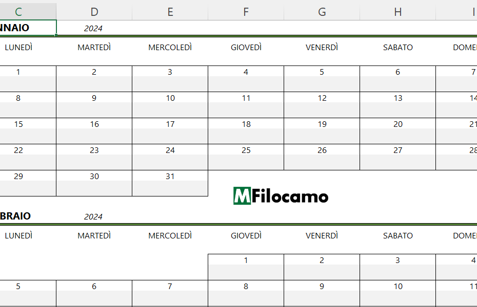 Scarica il calendario Excel 2024 - Excel per professionisti