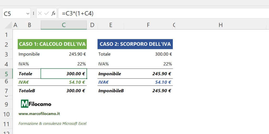 CALCOLARE_IVA_EXCEL_MARCOFILOCAMO_CALCOLO_TOTALE