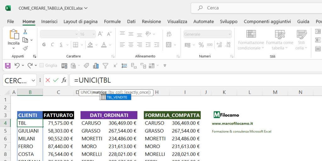 COME_CREARE_TABELLA_EXCEL_MICROSOFT_EXCEL_MARCOFILOCAMO_AUTOCOMPLETE_FORMULA