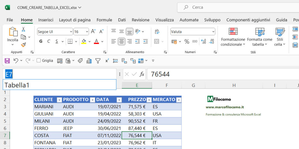 COME_CREARE_TABELLA_EXCEL_MICROSOFT_EXCEL_MARCOFILOCAMO_CASELLA_NOME