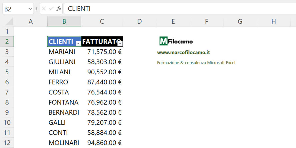 COME_CREARE_TABELLA_EXCEL_MICROSOFT_EXCEL_MARCOFILOCAMO_INSERIRE_FILTRI