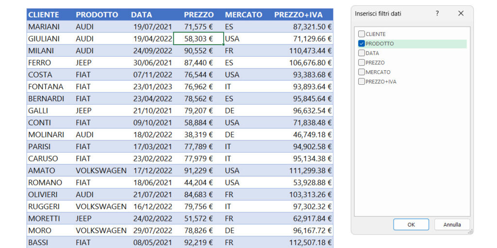 COME_CREARE_TABELLA_EXCEL_MICROSOFT_EXCEL_MARCOFILOCAMO_SCELTA_COLONNA_FILTRO_DATI