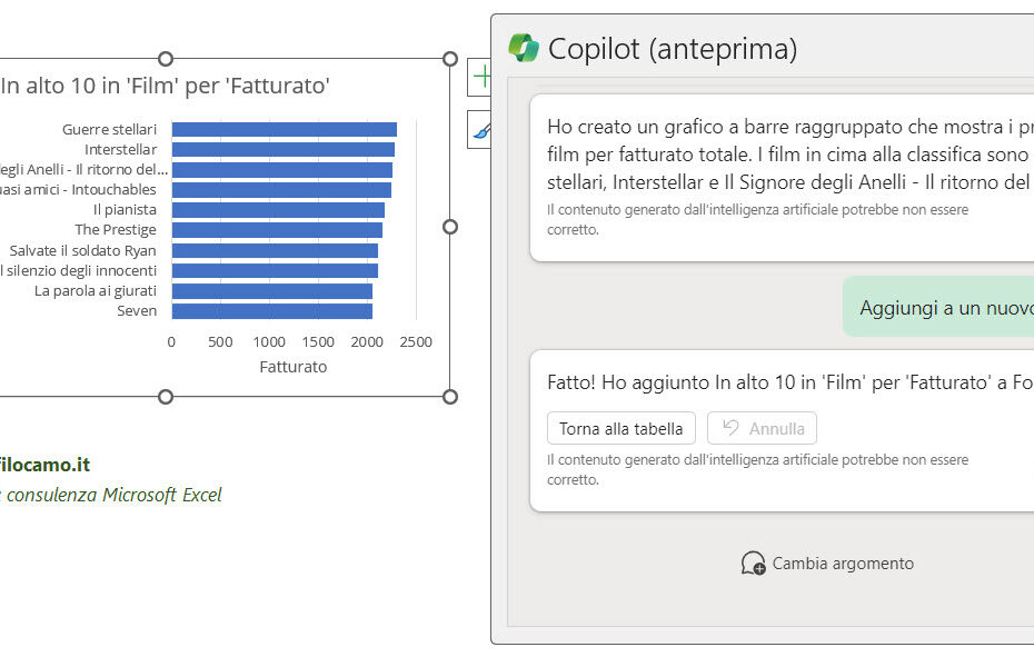 COME_ATTIVARE_MICROSOFT_COPILOT_MICROSOFT_EXCEL_MARCOFILOCAMO_AGGIUNTA_GRAFICO_NUOVO_FOGLIO