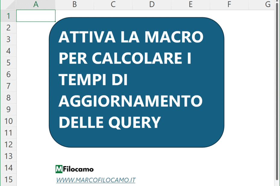 COME MISURARE AGGIORNAMENTO QUERY POWER QUERY EXCEL MARCOFILOCAMO PROCESSO COMPLETO
