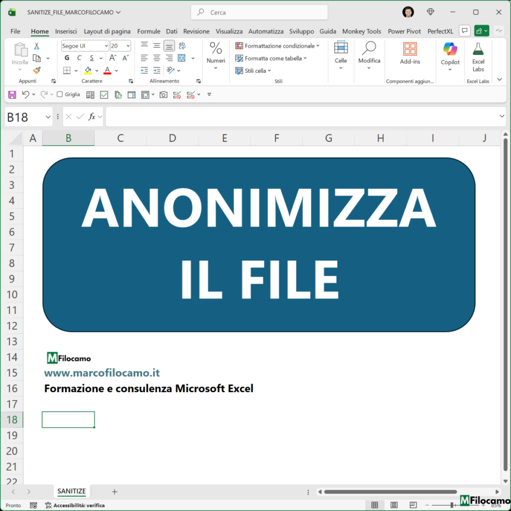 COME ANONIMIZZARE DATI MICROSOFT EXCEL MARCOFILOCAMO PARTENZA