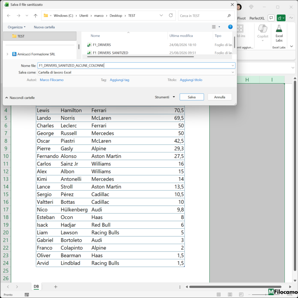 COME ANONIMIZZARE DATI MICROSOFT EXCEL MARCOFILOCAMO SALVATAGGIO NUOVO FILE