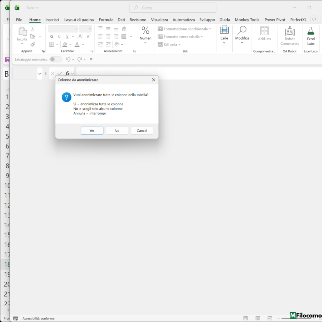 COME ANONIMIZZARE DATI MICROSOFT EXCEL MARCOFILOCAMO SCELTA COLONNE TUTTE