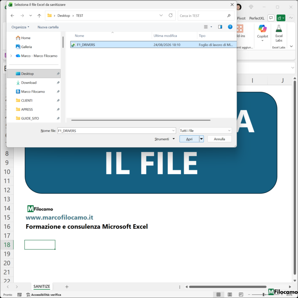 COME ANONIMIZZARE DATI MICROSOFT EXCEL MARCOFILOCAMO SELEZIONE FILE