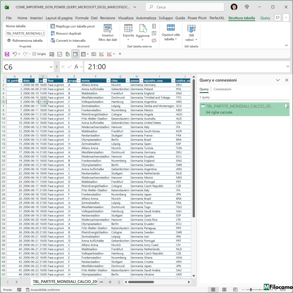 COME IMPORTARE JSON POWER QUERY MICROSOFT EXCEL MARCOFILOCAMO CARICAMENTO TUTTE PARTITE