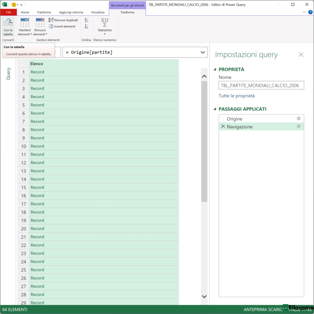 COME IMPORTARE JSON POWER QUERY MICROSOFT EXCEL MARCOFILOCAMO CON LA TABELLA STRUMENTI ELENCHI