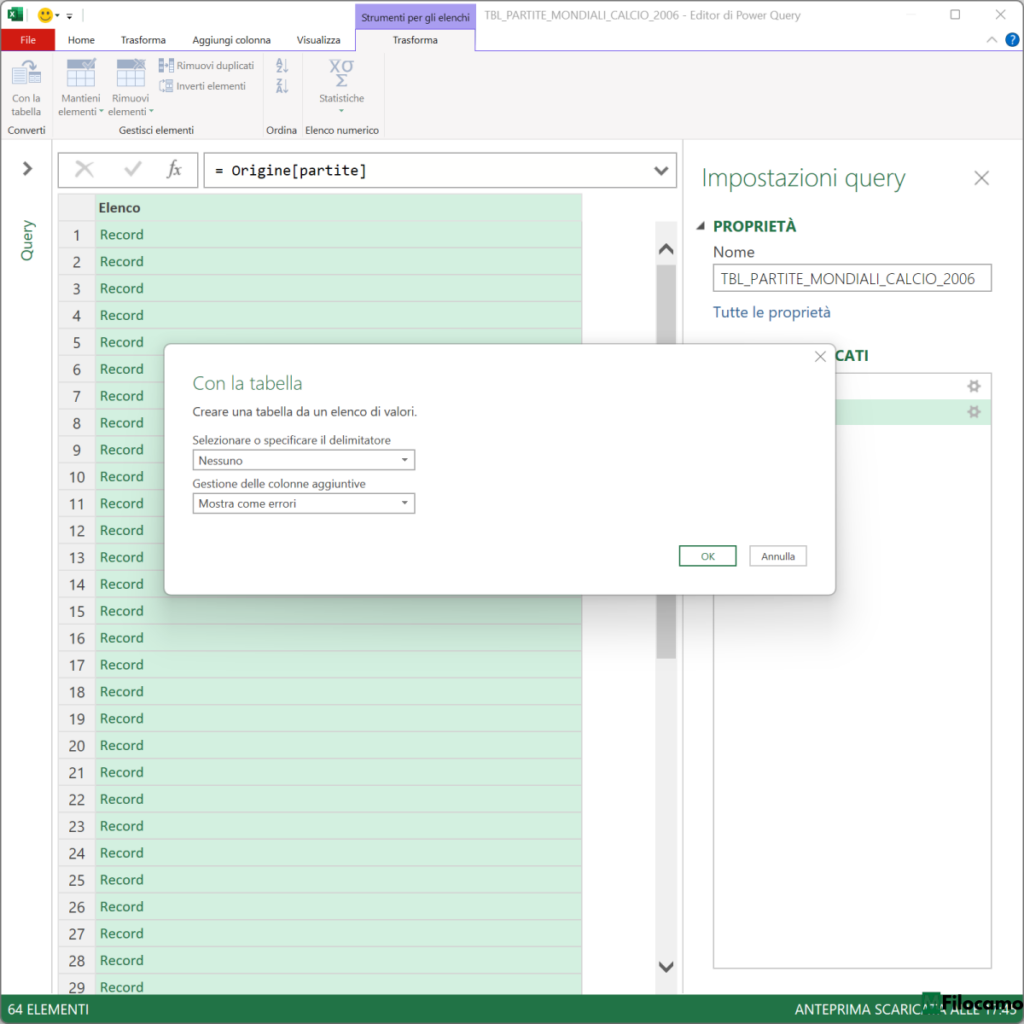 COME IMPORTARE JSON POWER QUERY MICROSOFT EXCEL MARCOFILOCAMO CON LA TABELLA STRUMENTI ELENCHI SCELTA DELIMITATORE