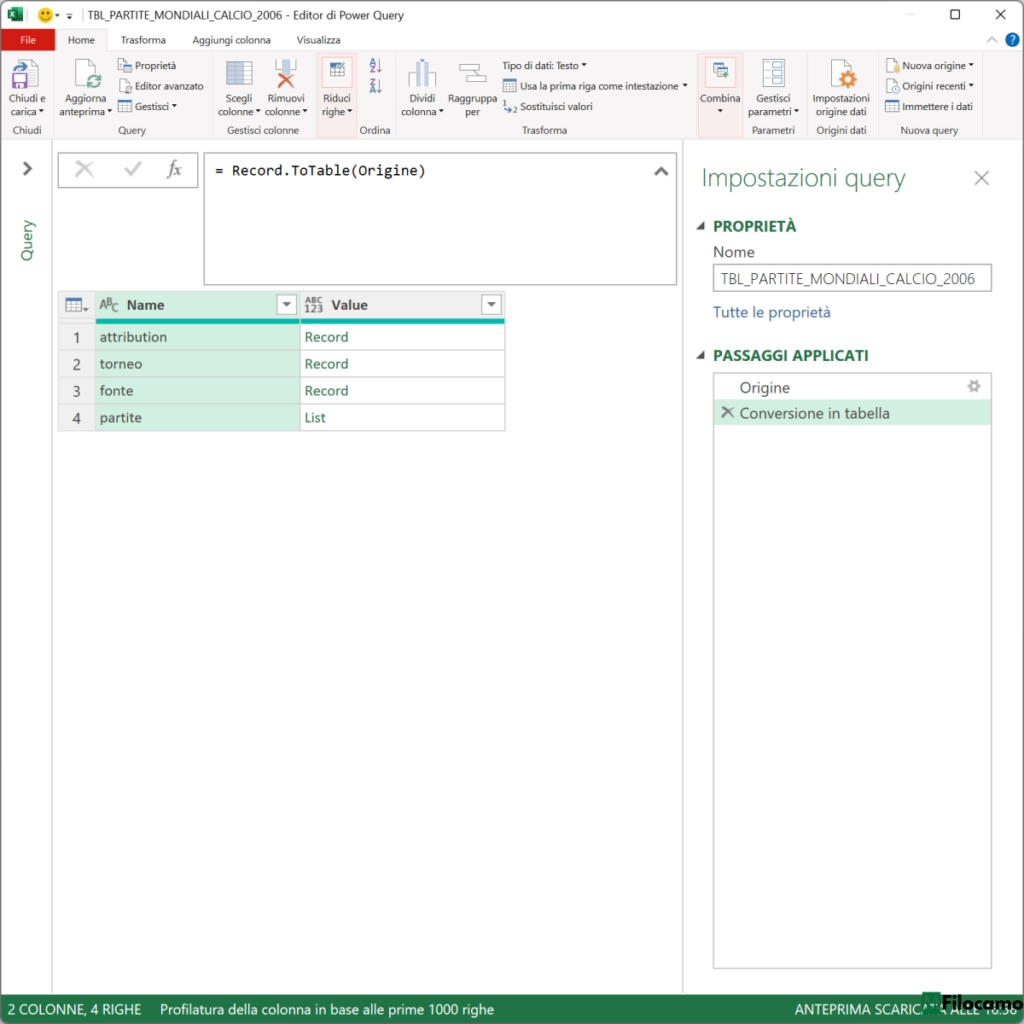 COME IMPORTARE JSON POWER QUERY MICROSOFT EXCEL MARCOFILOCAMO TABELLA MANOVRABILE